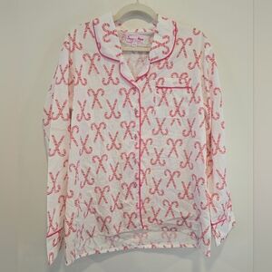Candy Cane Pajama Top - Pink and White Size Large Nwot